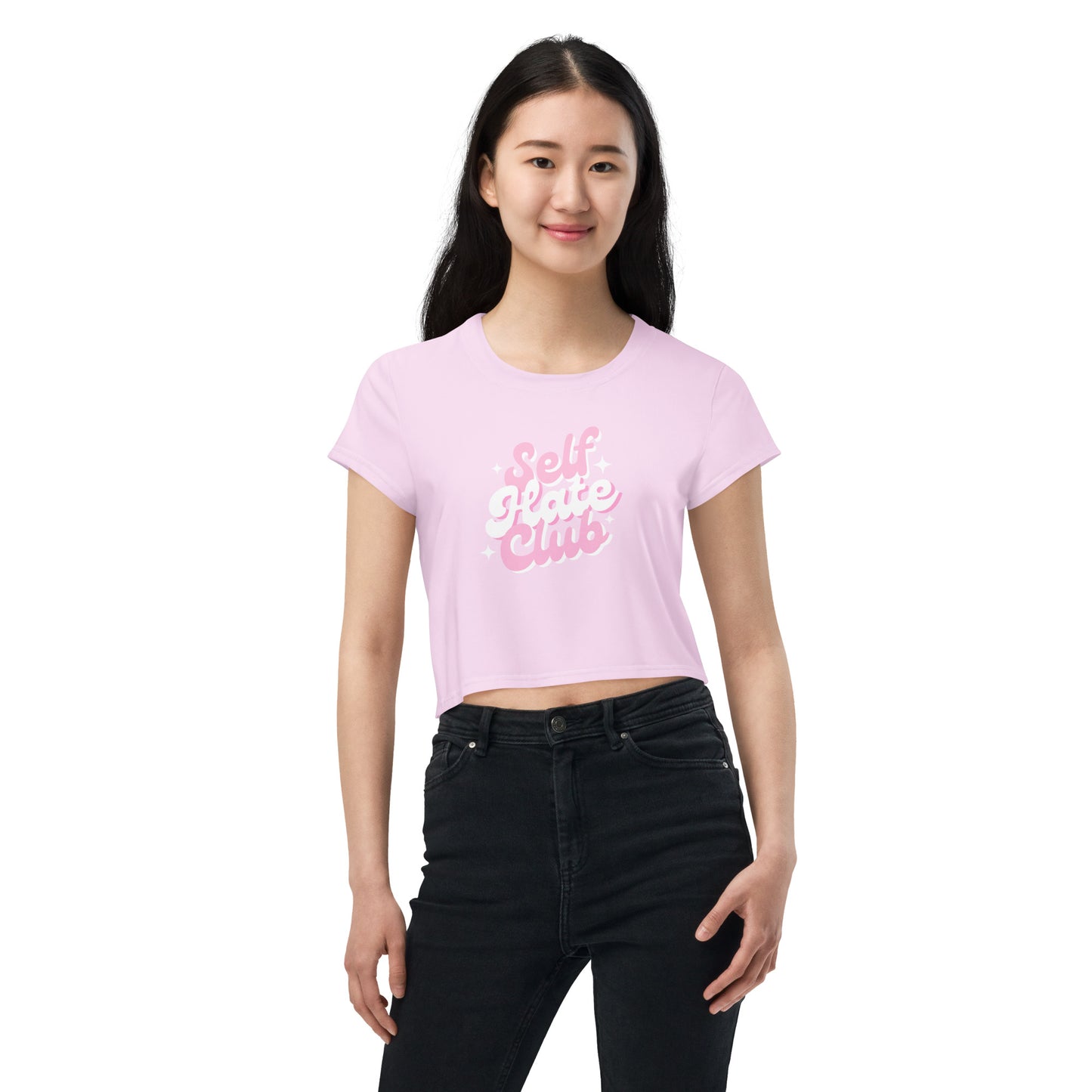 Super Cute Retro Pastel Pink Self Hate Club Crop Top