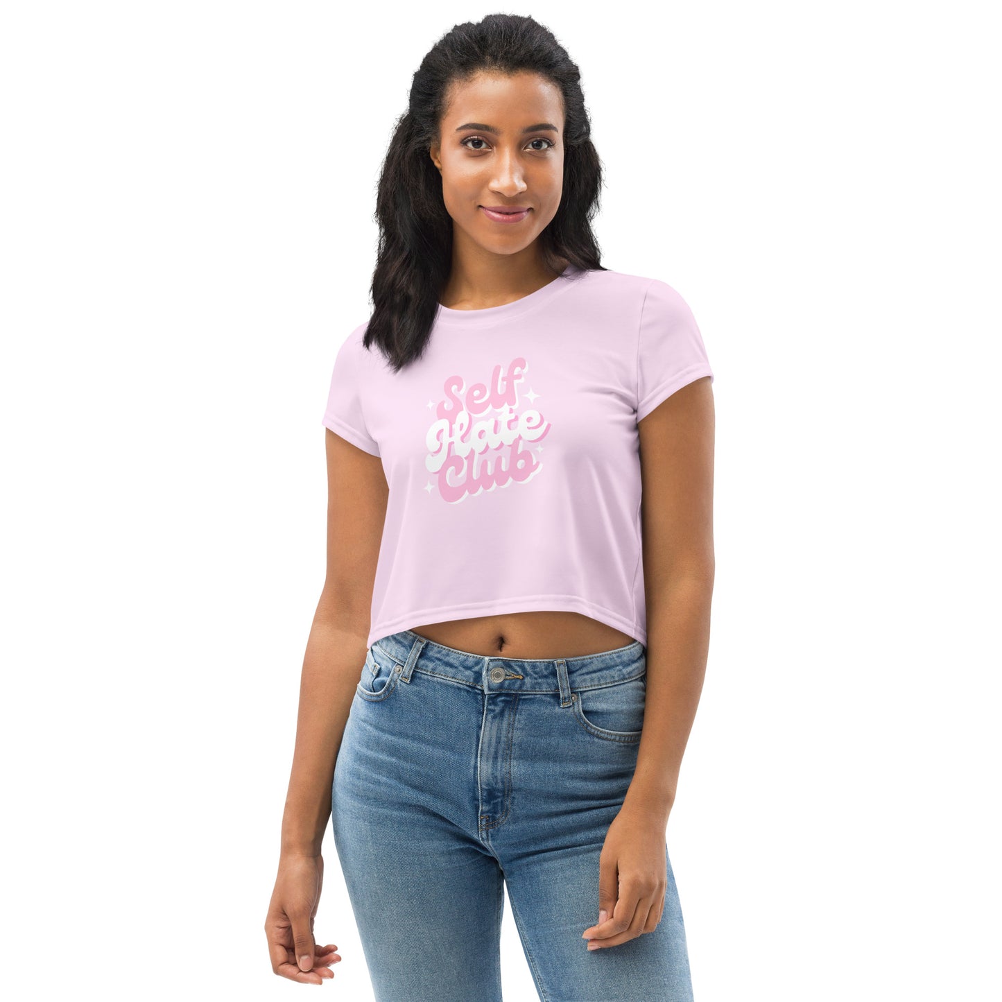 Super Cute Retro Pastel Pink Self Hate Club Crop Top