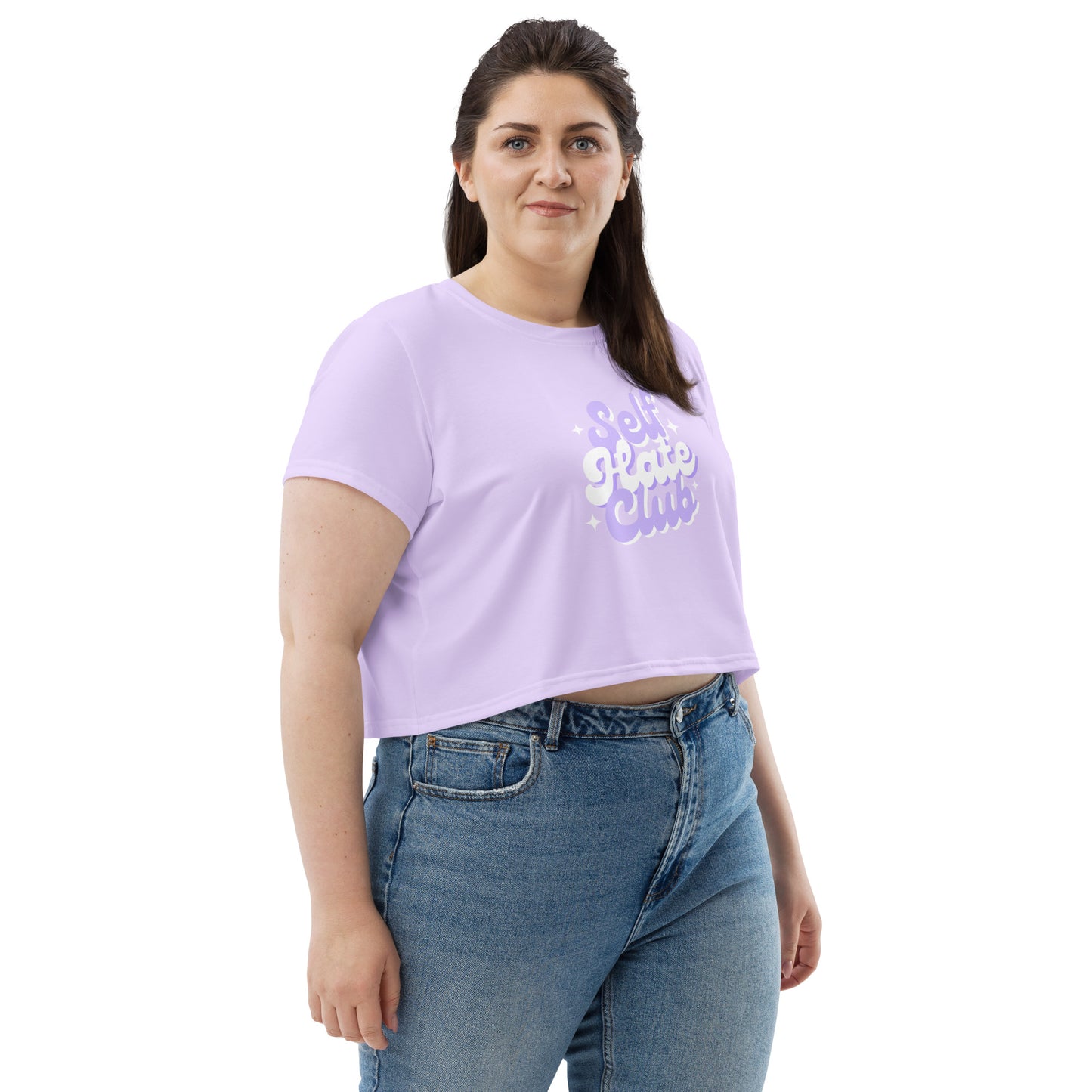 Super Cute Retro Pastel Purple Self Hate Club Crop Top