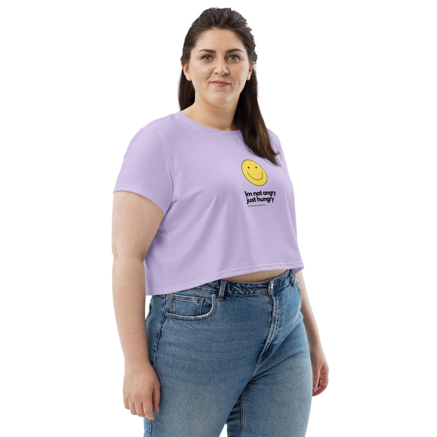 Super Funny Cute Hungry Not Angry Lavender Crop Top