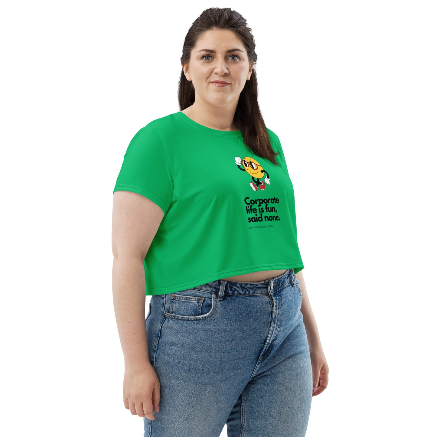 Cute Funny Corporate Life Retro Green Crop Top