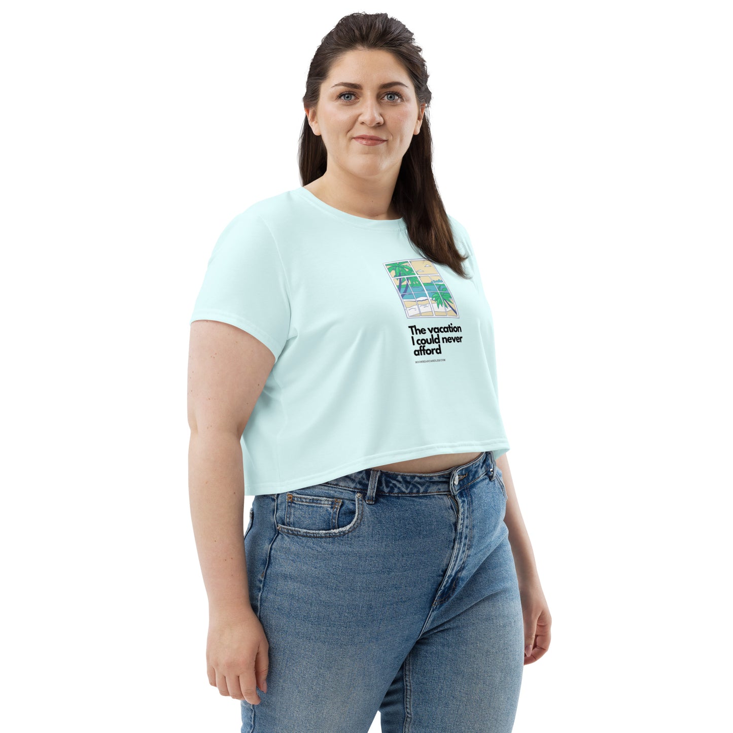 Cute and Funny Vacation Parody Blue Crop Top