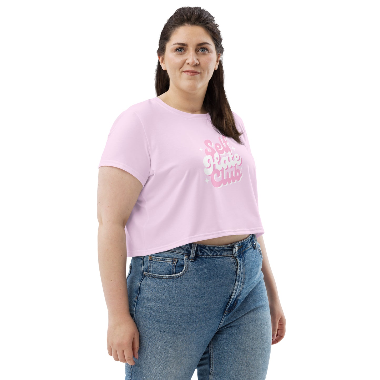 Super Cute Retro Pastel Pink Self Hate Club Crop Top