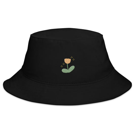 Adorable Yellow Tulip Hand Embroidered Bucket Hat