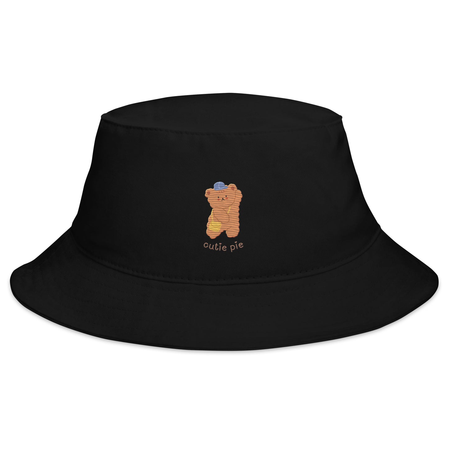 Kawaii Korean Cartoon Bear Cutie Pie Embroidered Bucket Hat