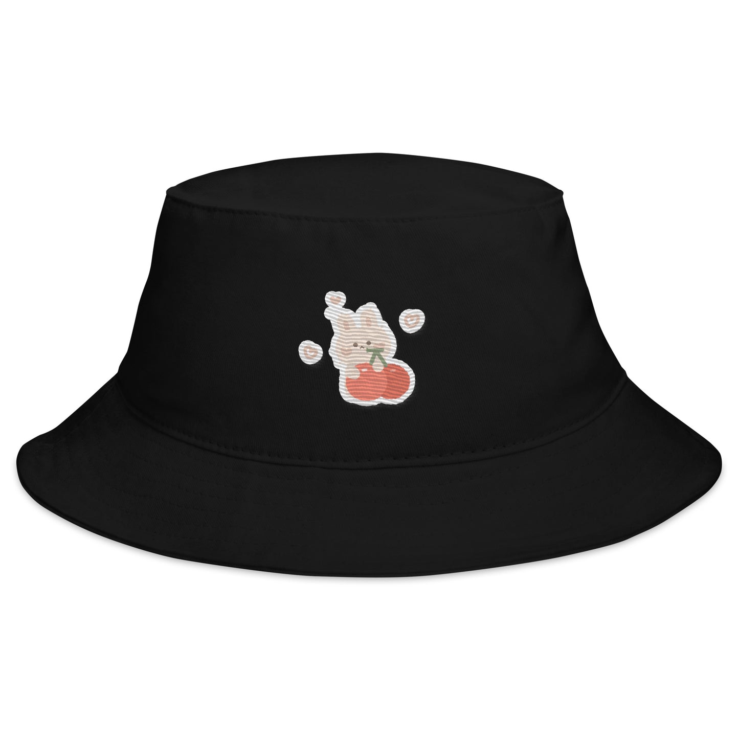 Adorable Korean Cartoon Cherry  Bunny Embroidered Bucket Hat