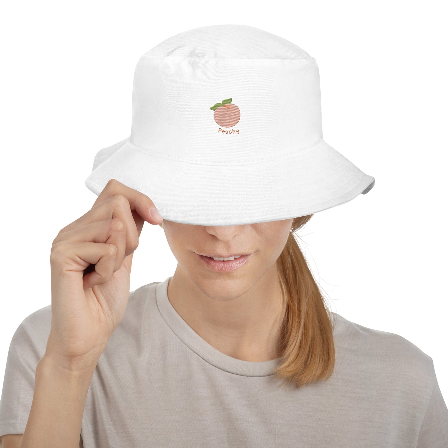 Kawaii Juicy Peach Embroidered Bucket Hat