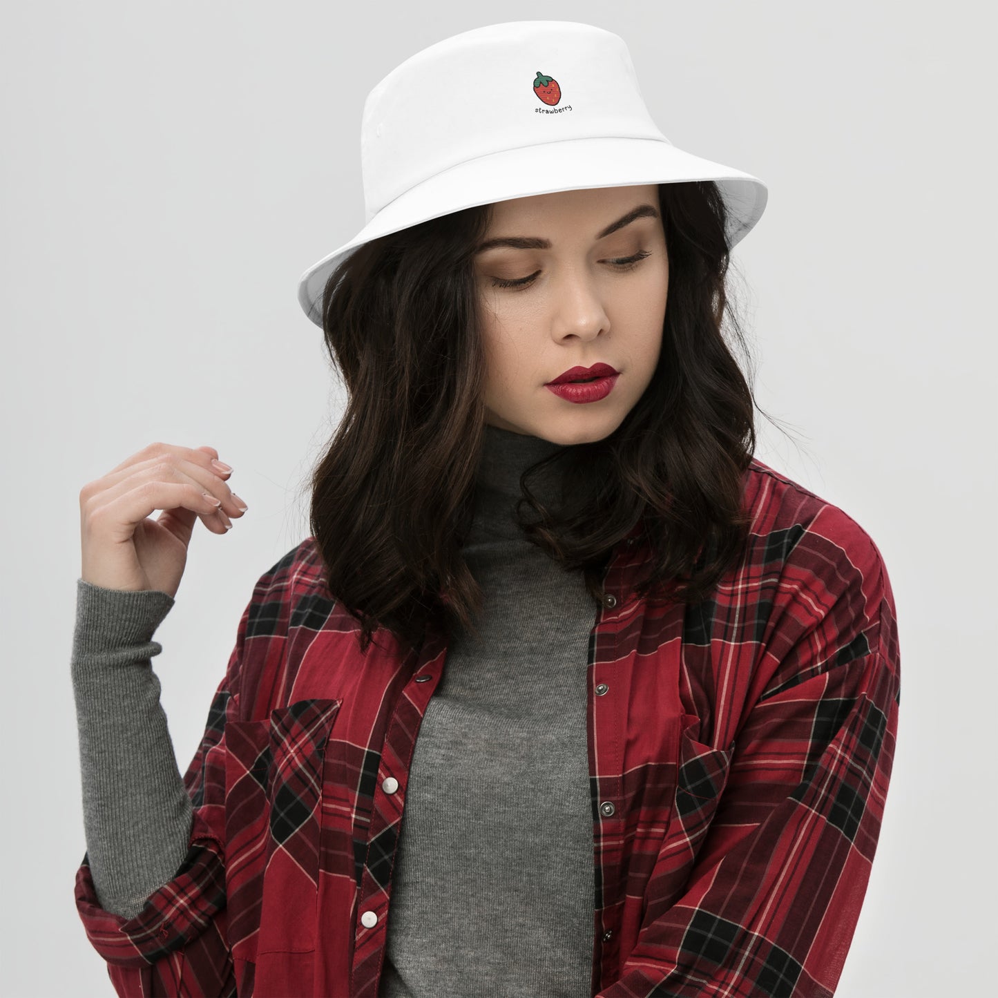 Super Cute Strawberry Cartoon Doodle Embroidered Bucket Hat