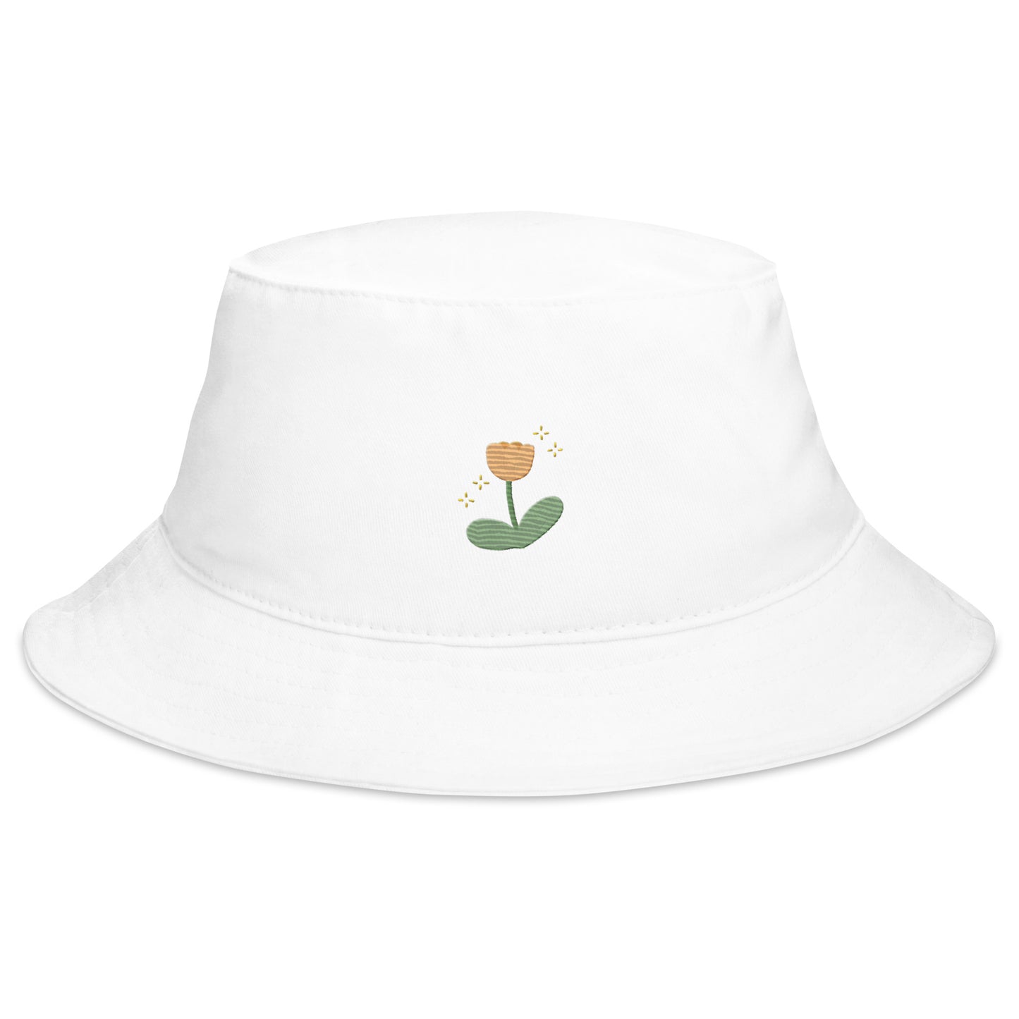 Adorable Yellow Tulip Hand Embroidered Bucket Hat