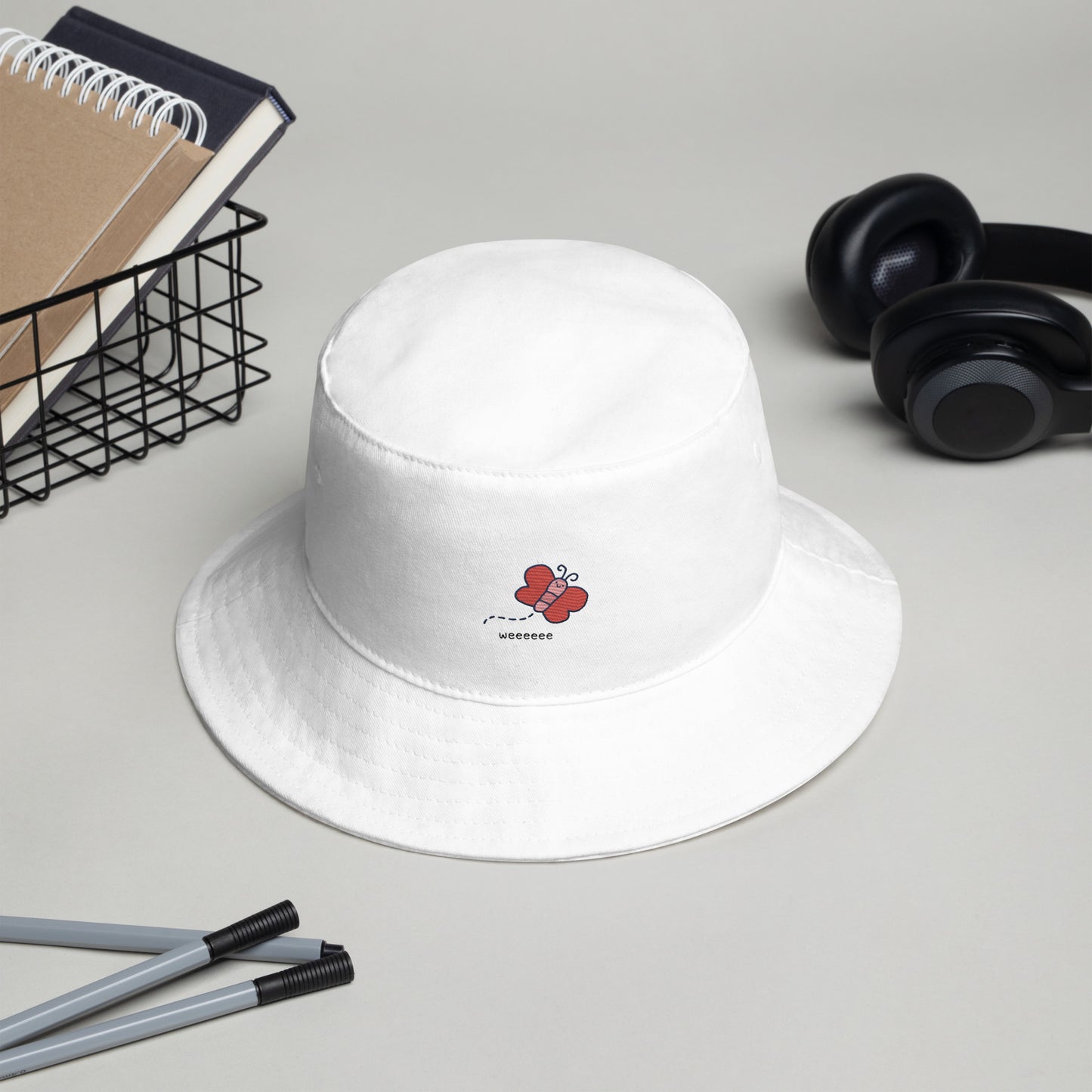 Adorable Cute Butterfly Doodle Cartoon Bucket Hat