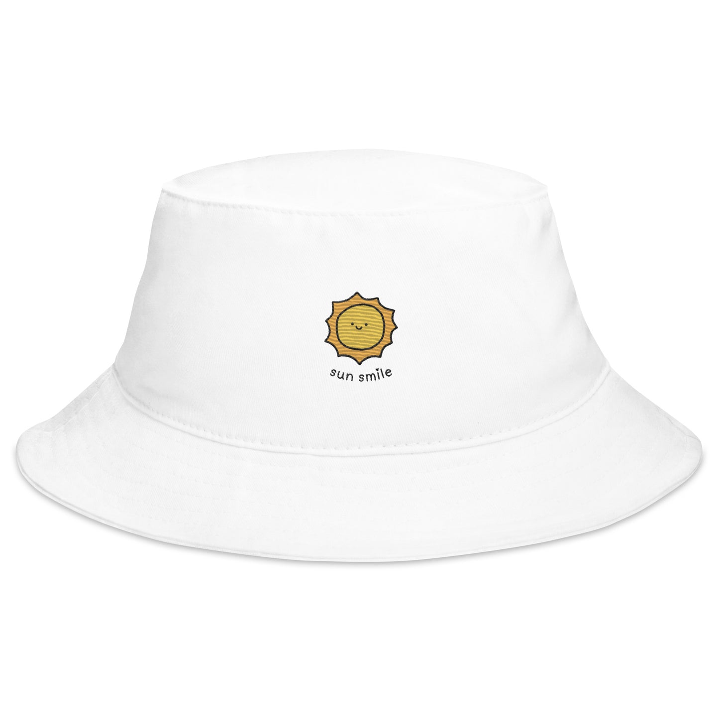 Kawaii Sun Smile Cartoon Embroidered Bucket Hat