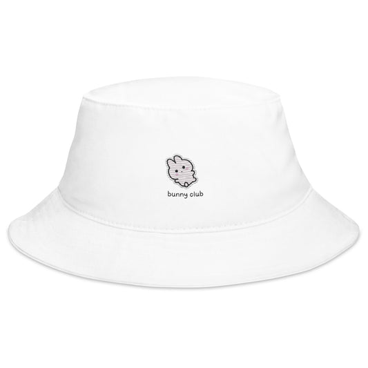 Adorable Korean Cartoon Bunny Club Embroidered Bucket Hat