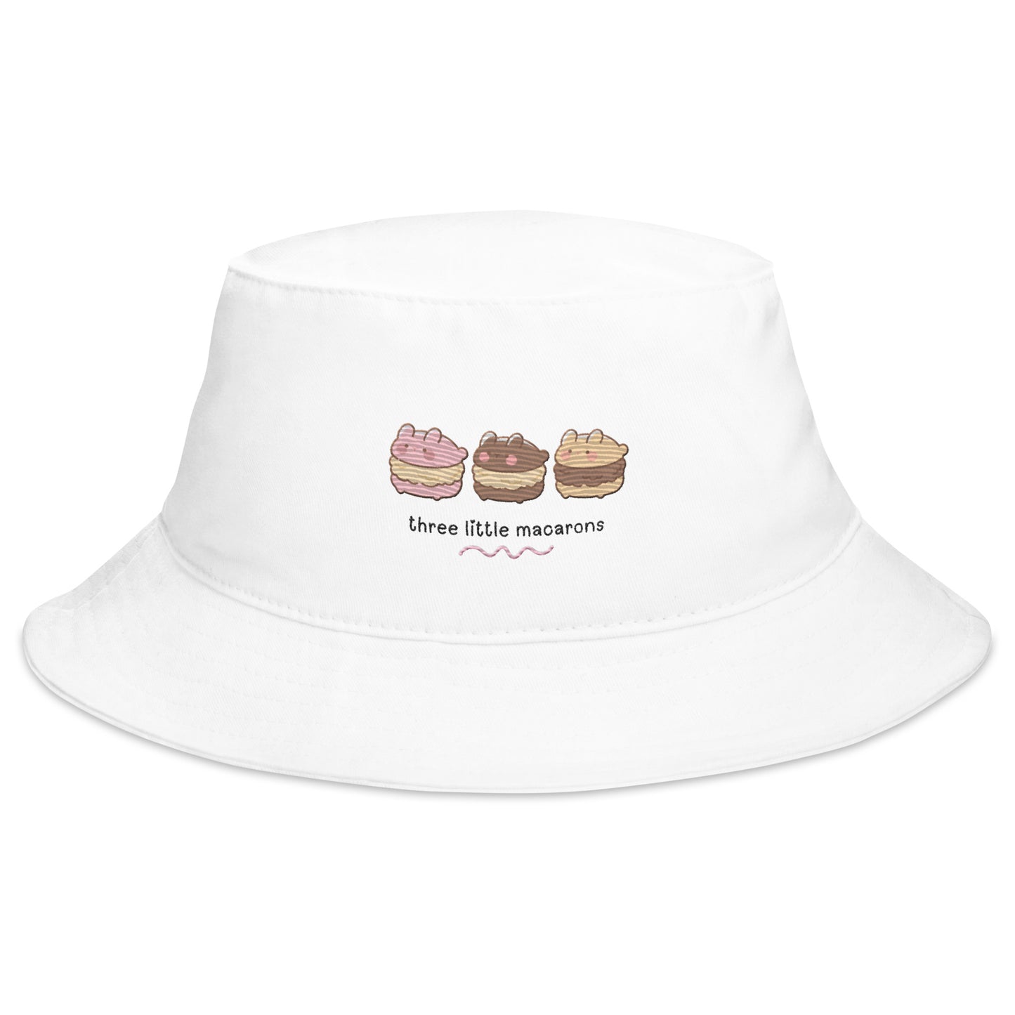 Kawaii Three Macarons Cartoon Dessert Embroidered Bucket Hat