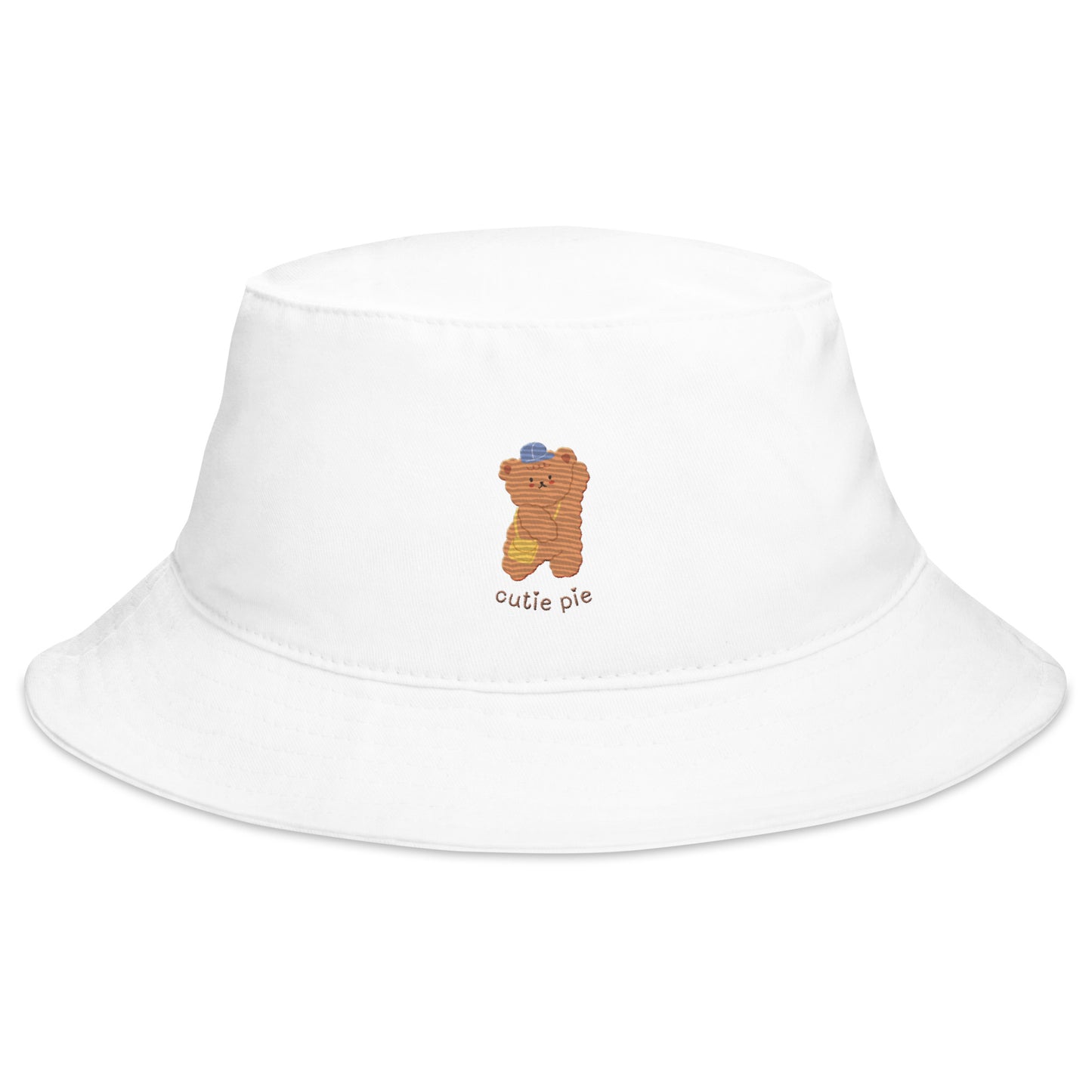 Kawaii Korean Cartoon Bear Cutie Pie Embroidered Bucket Hat