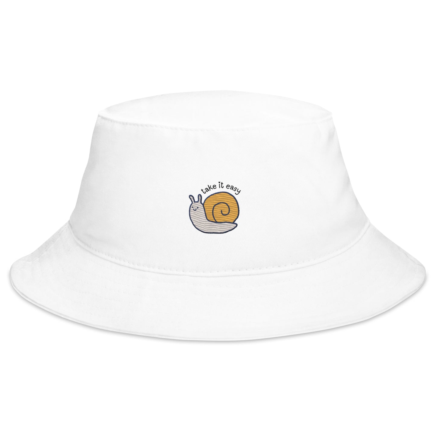 Cute Little Cartoon Snail Take It Slow Embroidered Bucket Hat