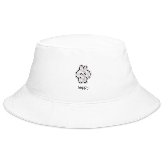 Kawaii Happy Korean Cartoon Bunny Embroidered Bucket Hat