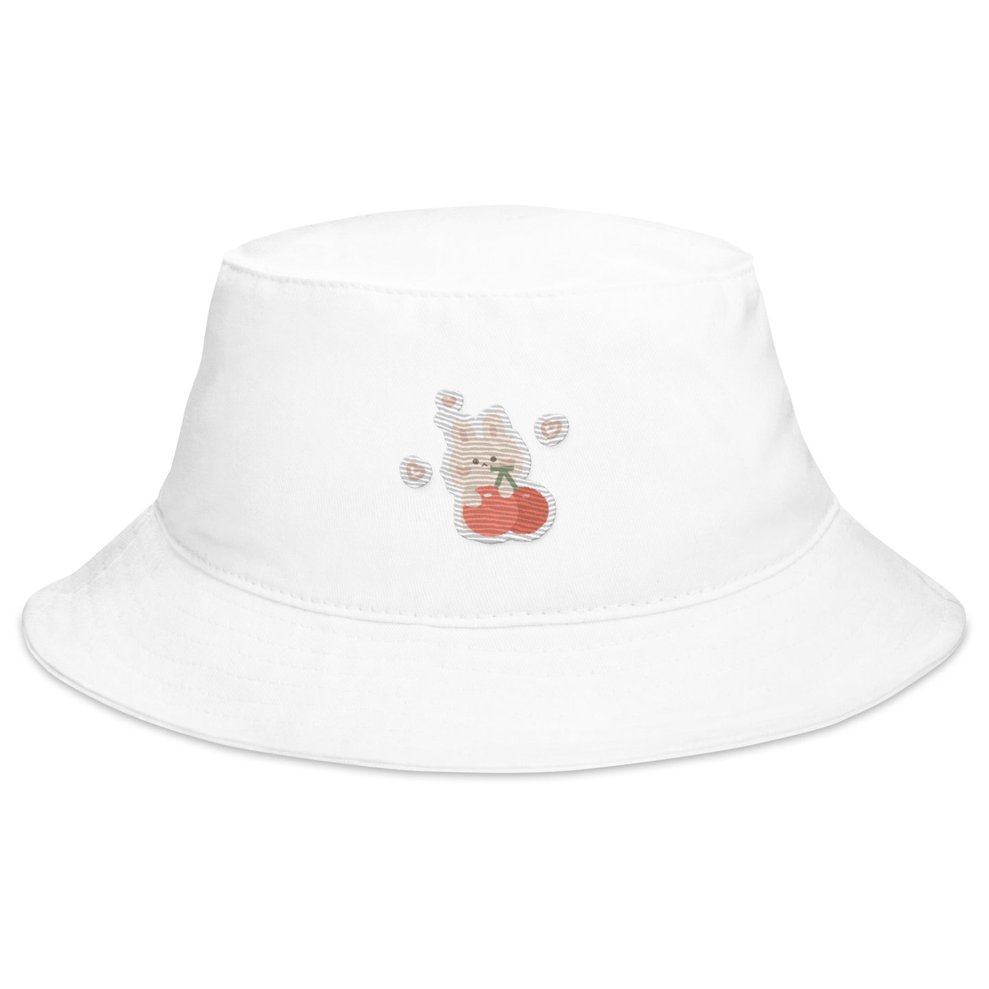 Adorable Korean Cartoon Cherry  Bunny Embroidered Bucket Hat