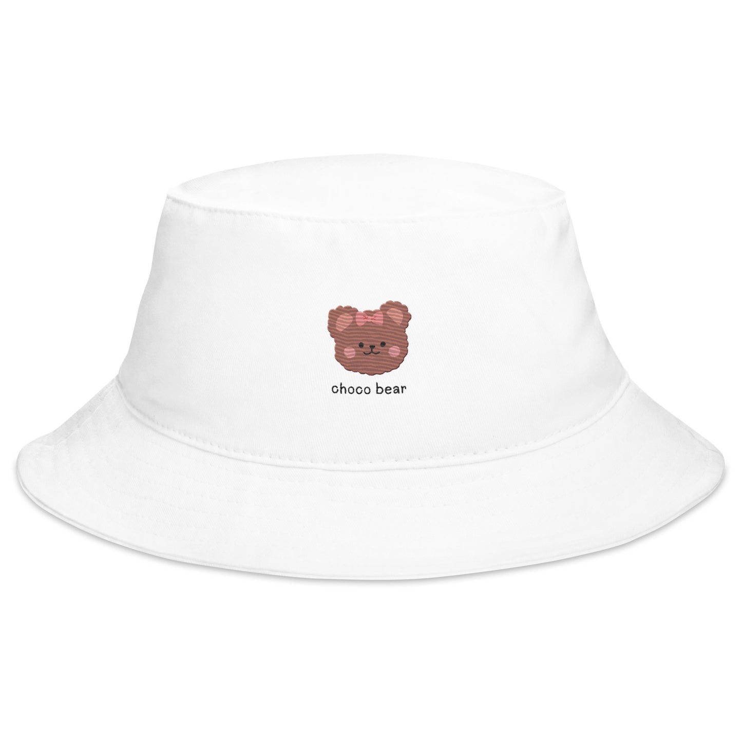 Adorable Korean Brown Cartoon Bear Embroidered Bucket Hat