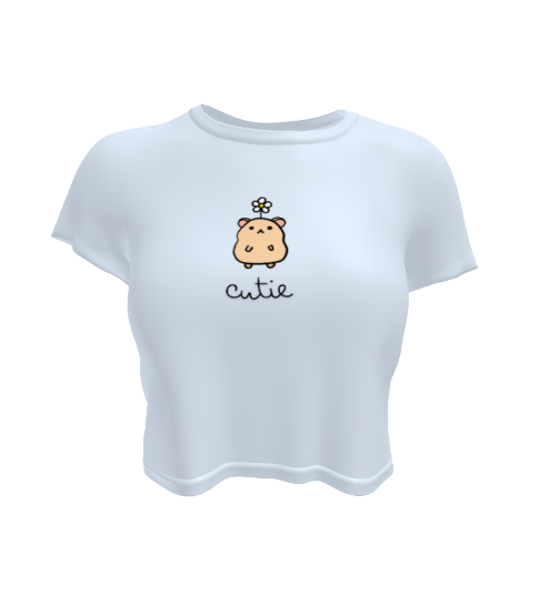 Cute Mouse Daisy Pastel Blue Crop Top