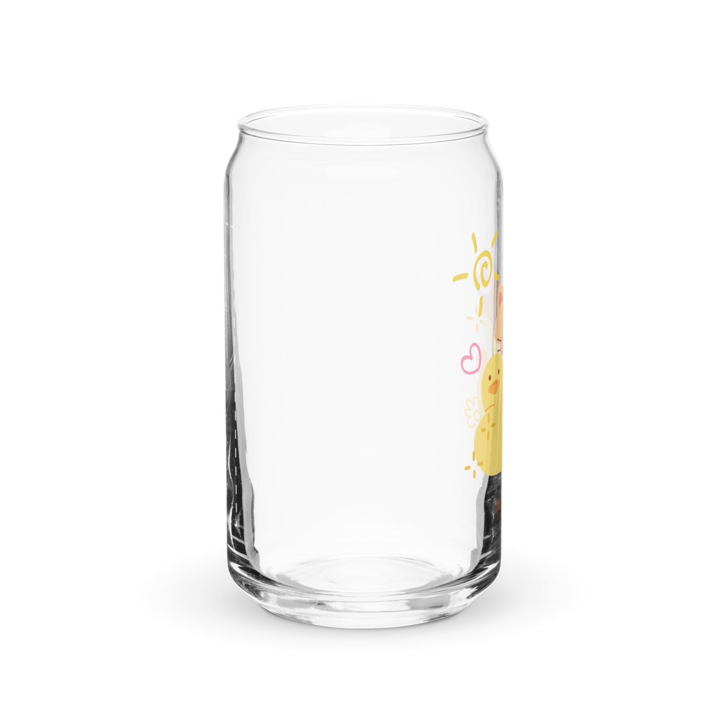 Adorable Cat And Duck Happy Cute Cartoon Can-shaped glass