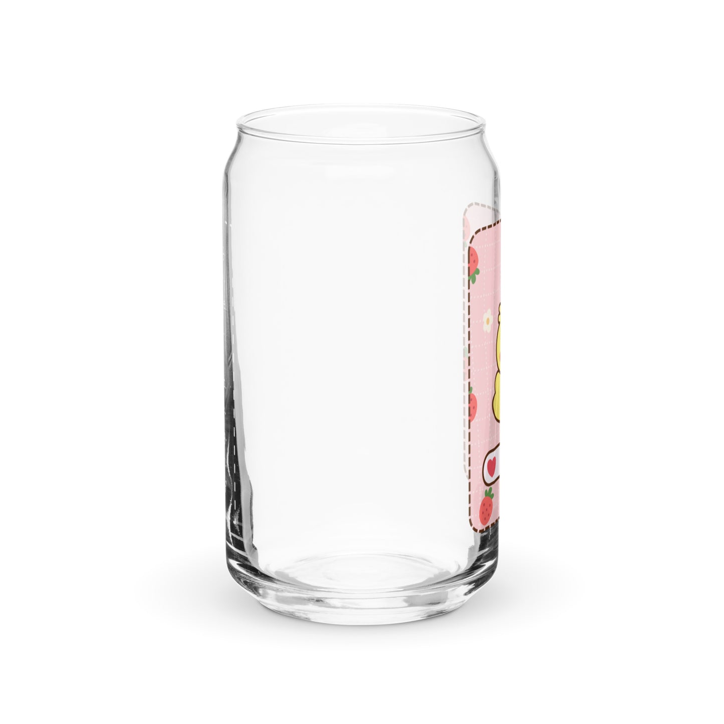 Adorable Little Duck Strawberry Milk Kawaii Cartoon Can-shaped glass