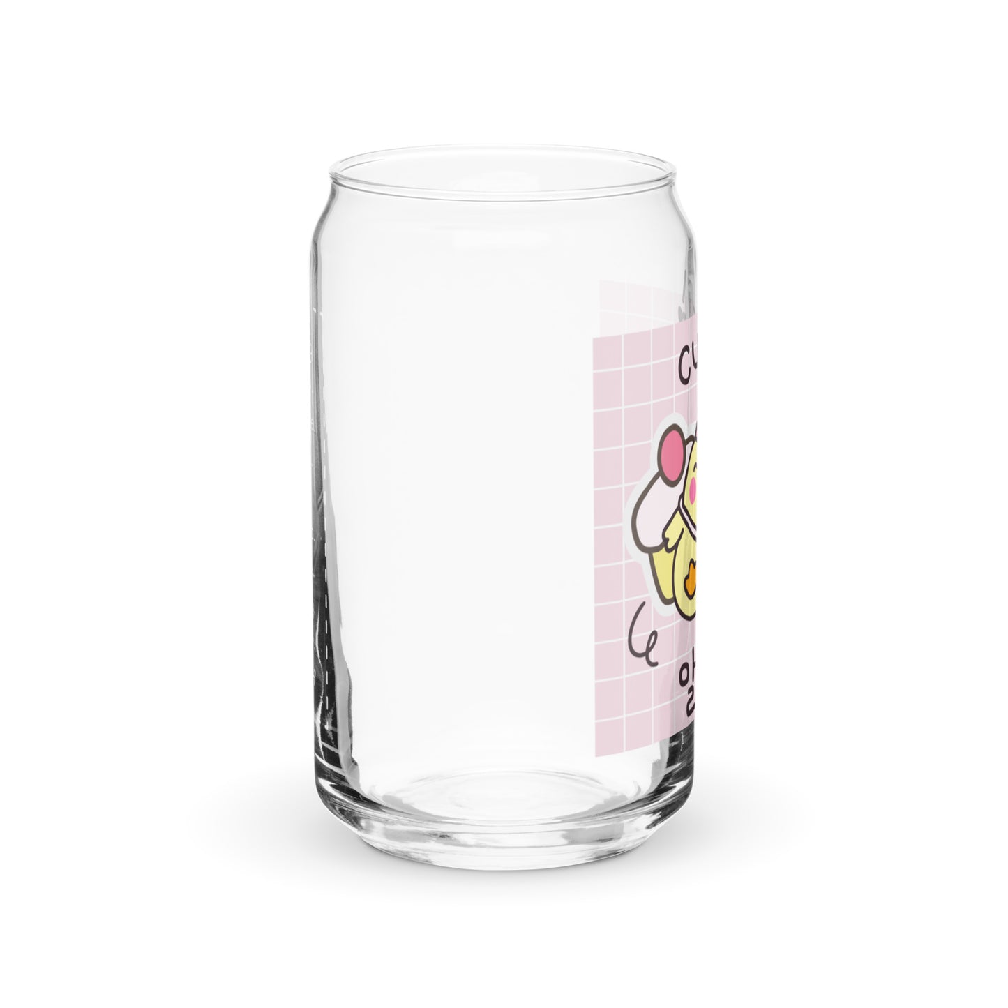 Adorable Cute Korean Cartoon Duck Kawaii Plaid Can-shaped glass