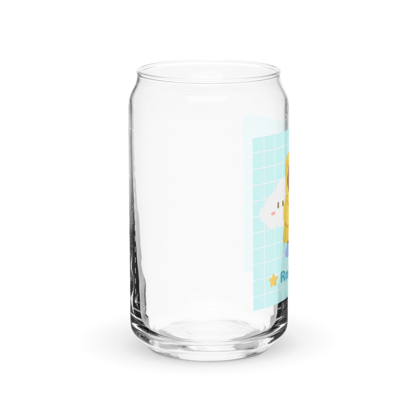 Adorable Korean Bear Rainy Day Kawaii Cartoon Can-shaped glass