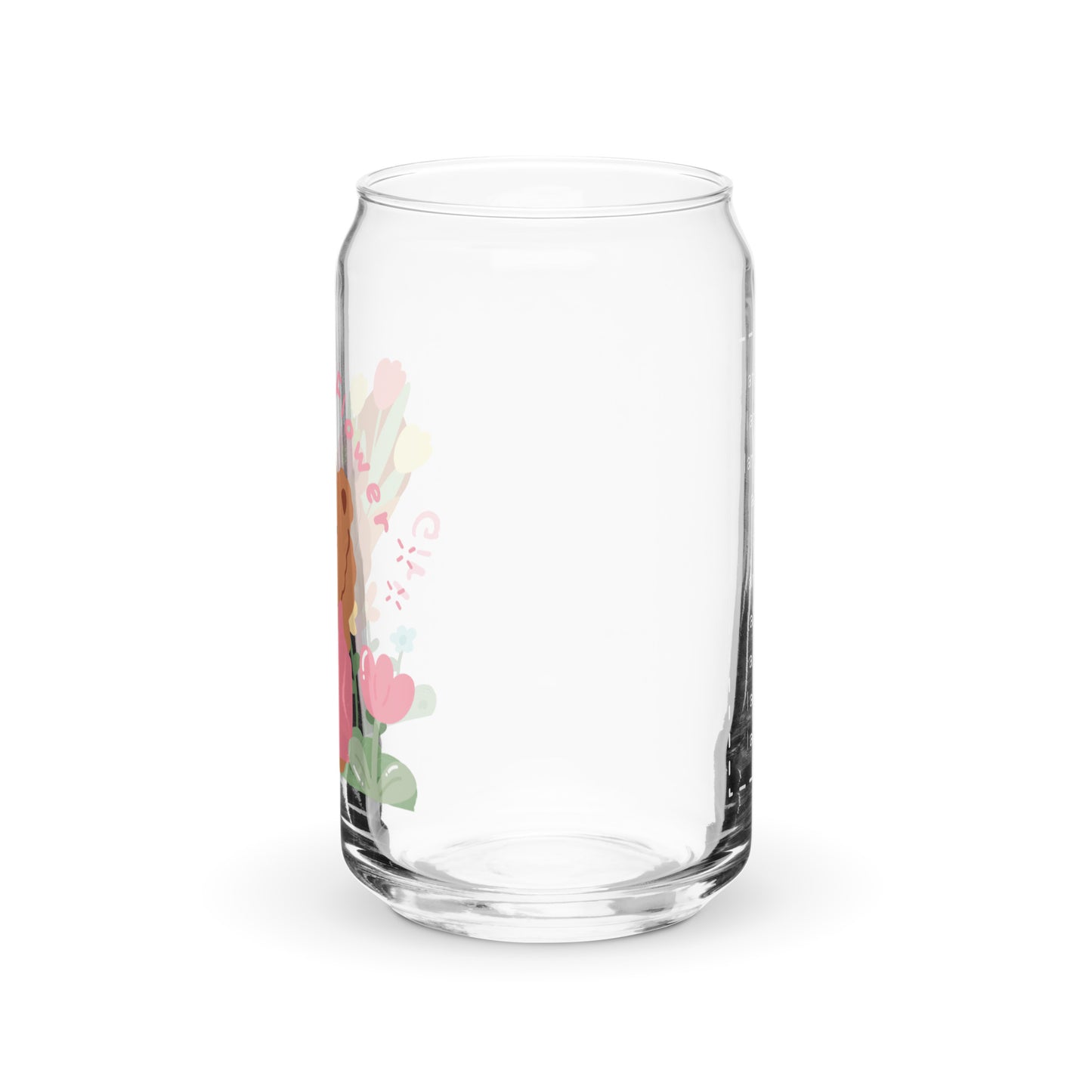 Cute Korean Bear Flower Girl Can-shaped glass