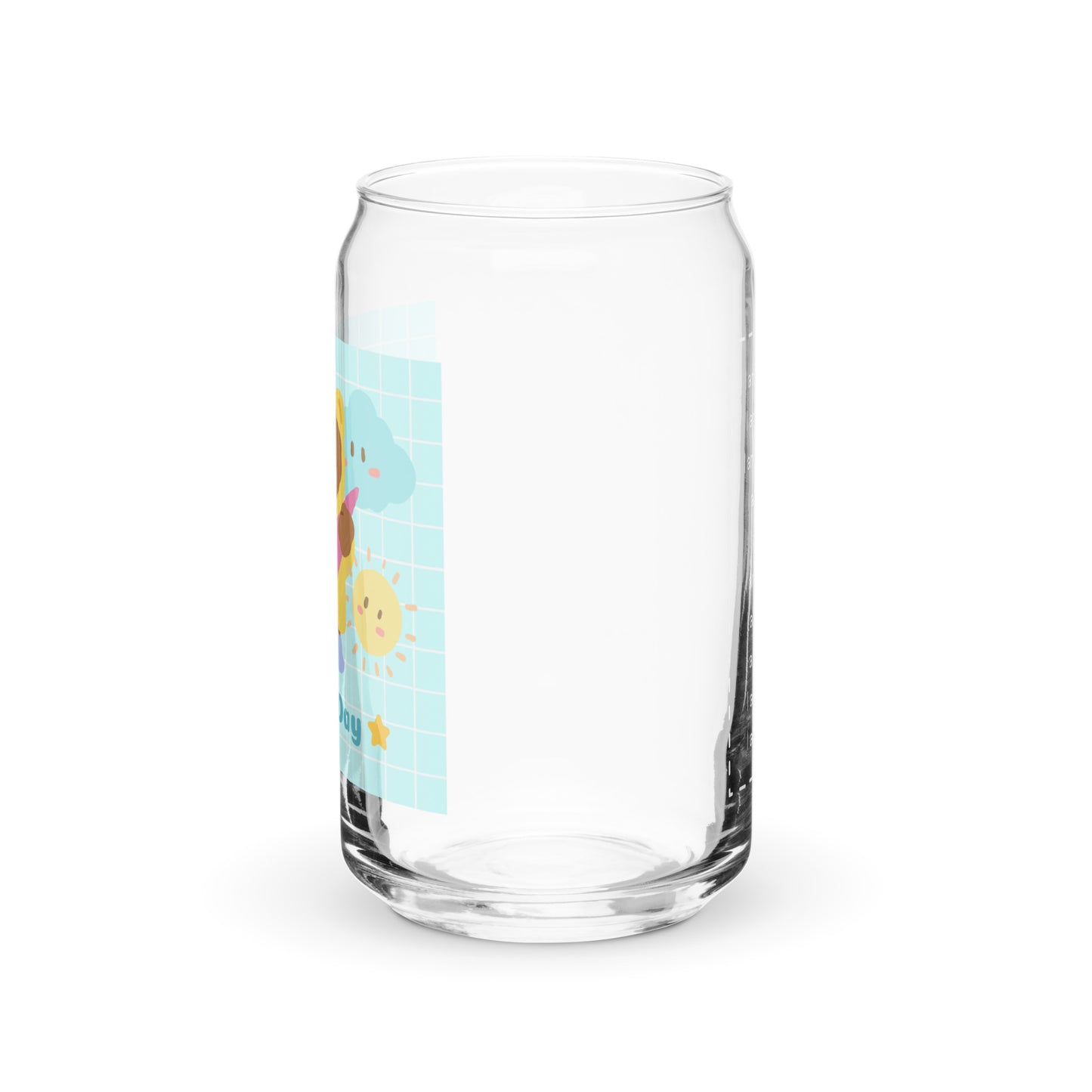 Adorable Korean Bear Rainy Day Kawaii Cartoon Can-shaped glass