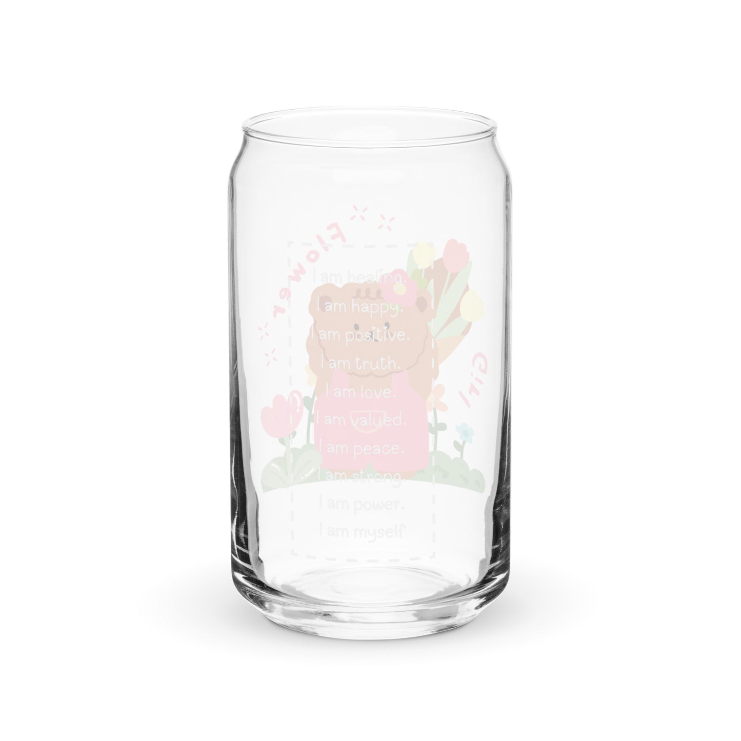 Cute Korean Bear Flower Girl Can-shaped glass