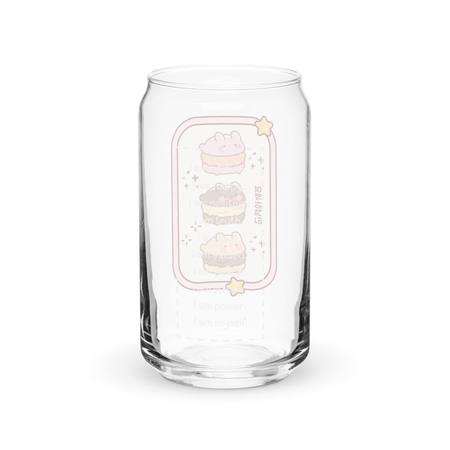 Adorable Pastel Bunny Macaron Cute Cartoon Kawaii Can-shaped glass