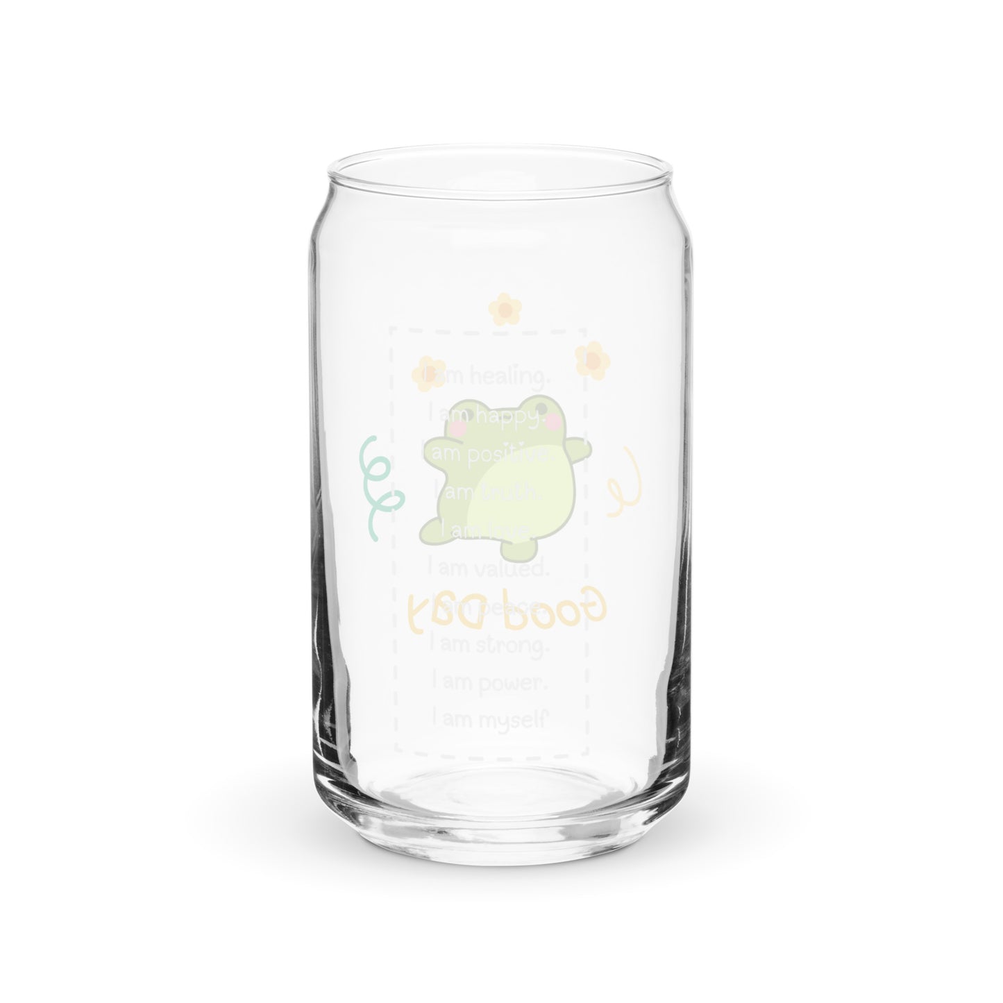 Cute Ballerina Froggy Dancing Good Day Quote Kawaii Cartoon Can-shaped glass