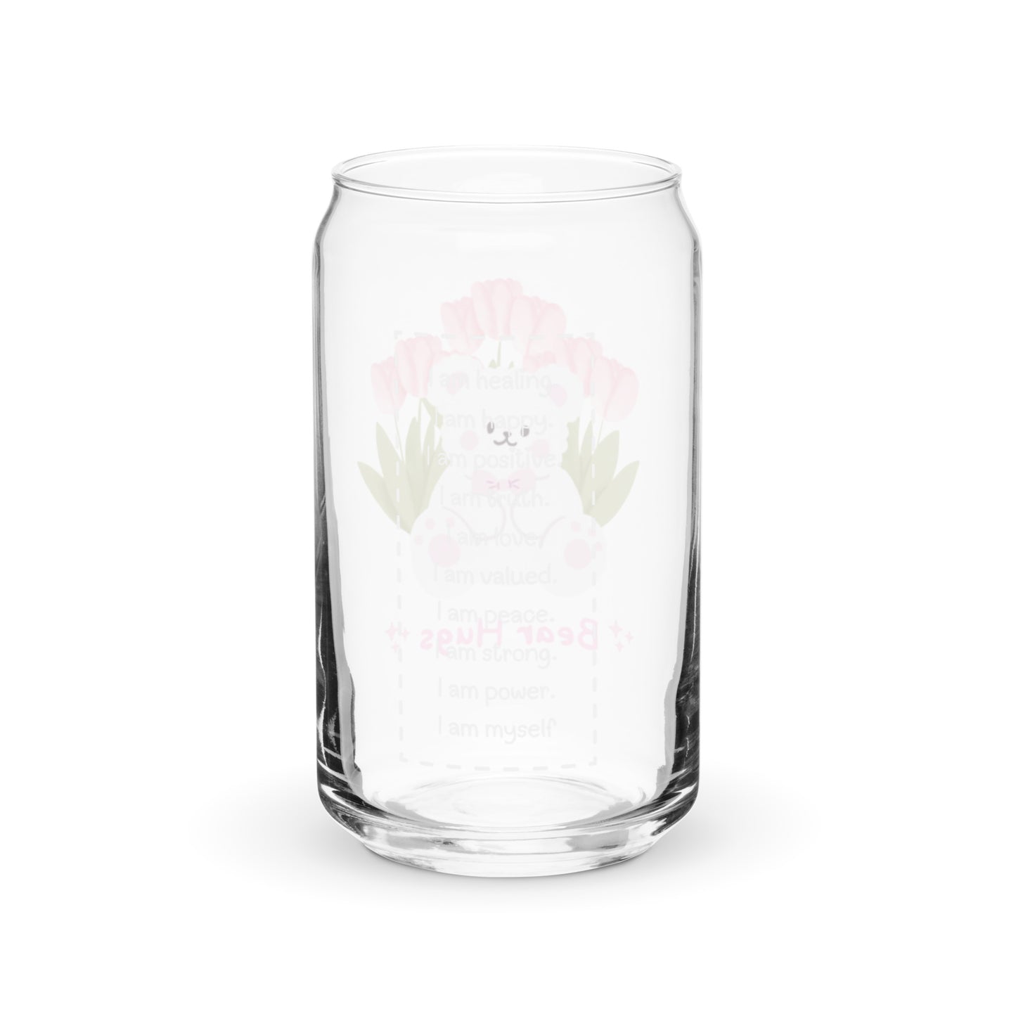 Adorable Cute Korean Bear Hugs Kawaii Cartoon Can-shaped glass