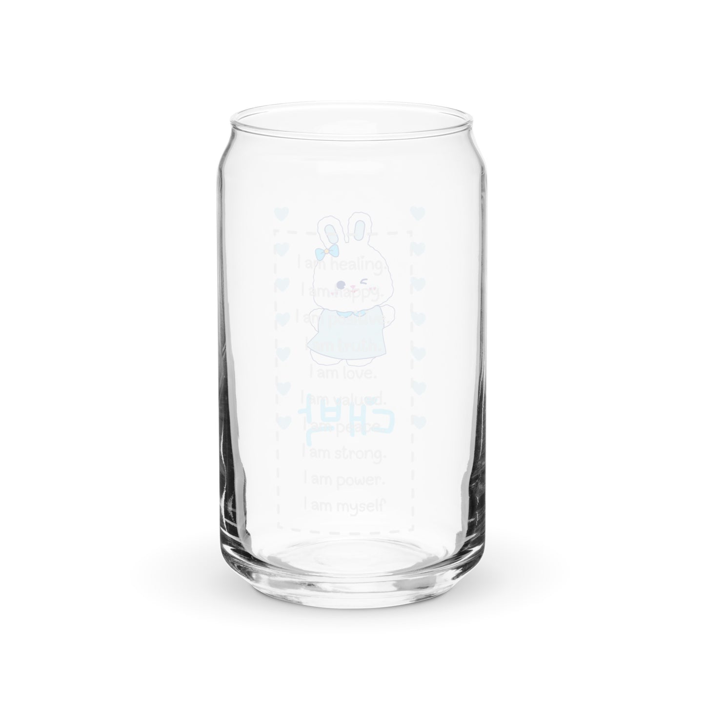 Adorable Cute Coquette Korean Bunny Blue Can-shaped glass