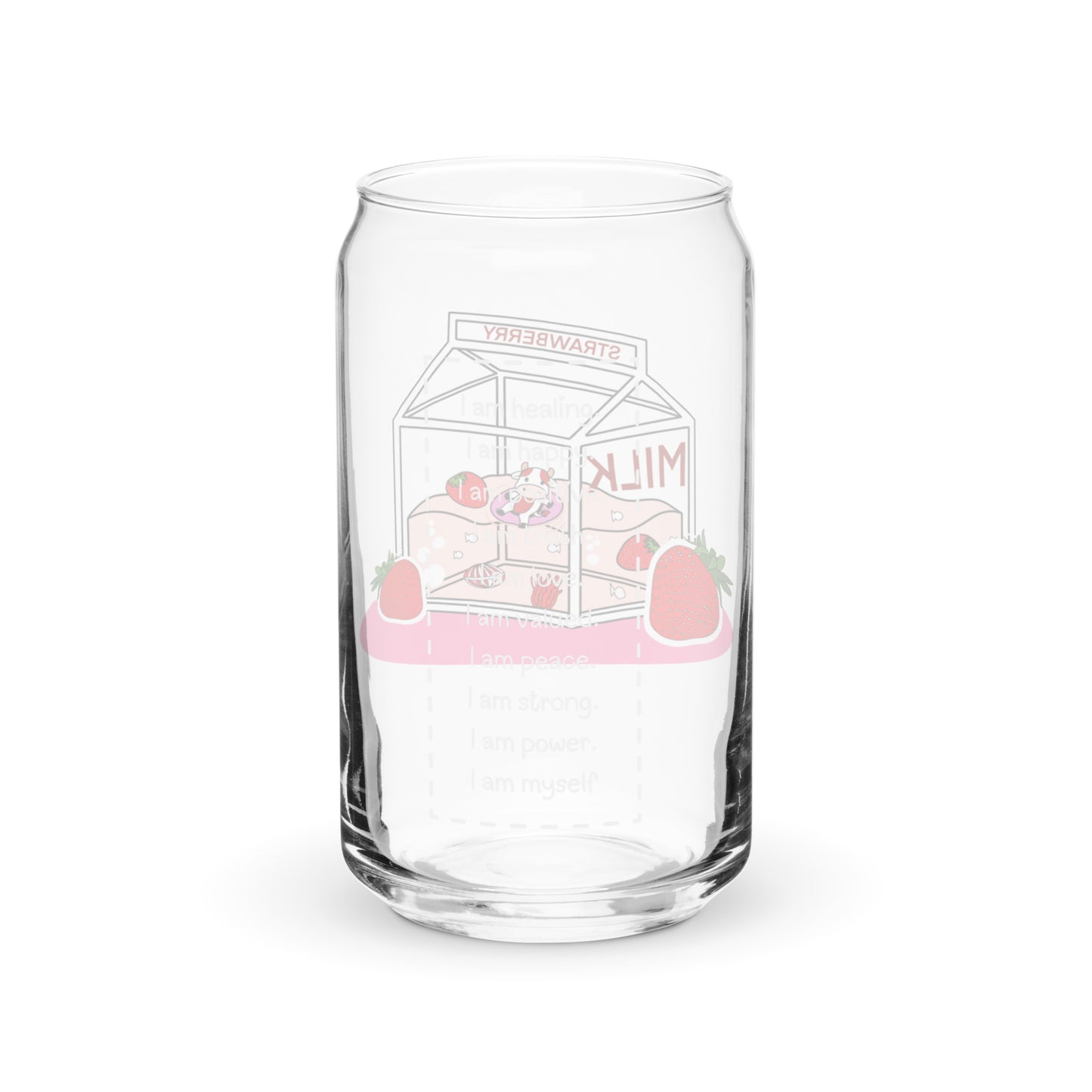 Adorable Strawberry Cow Milk Carton Cute Can-shaped glass