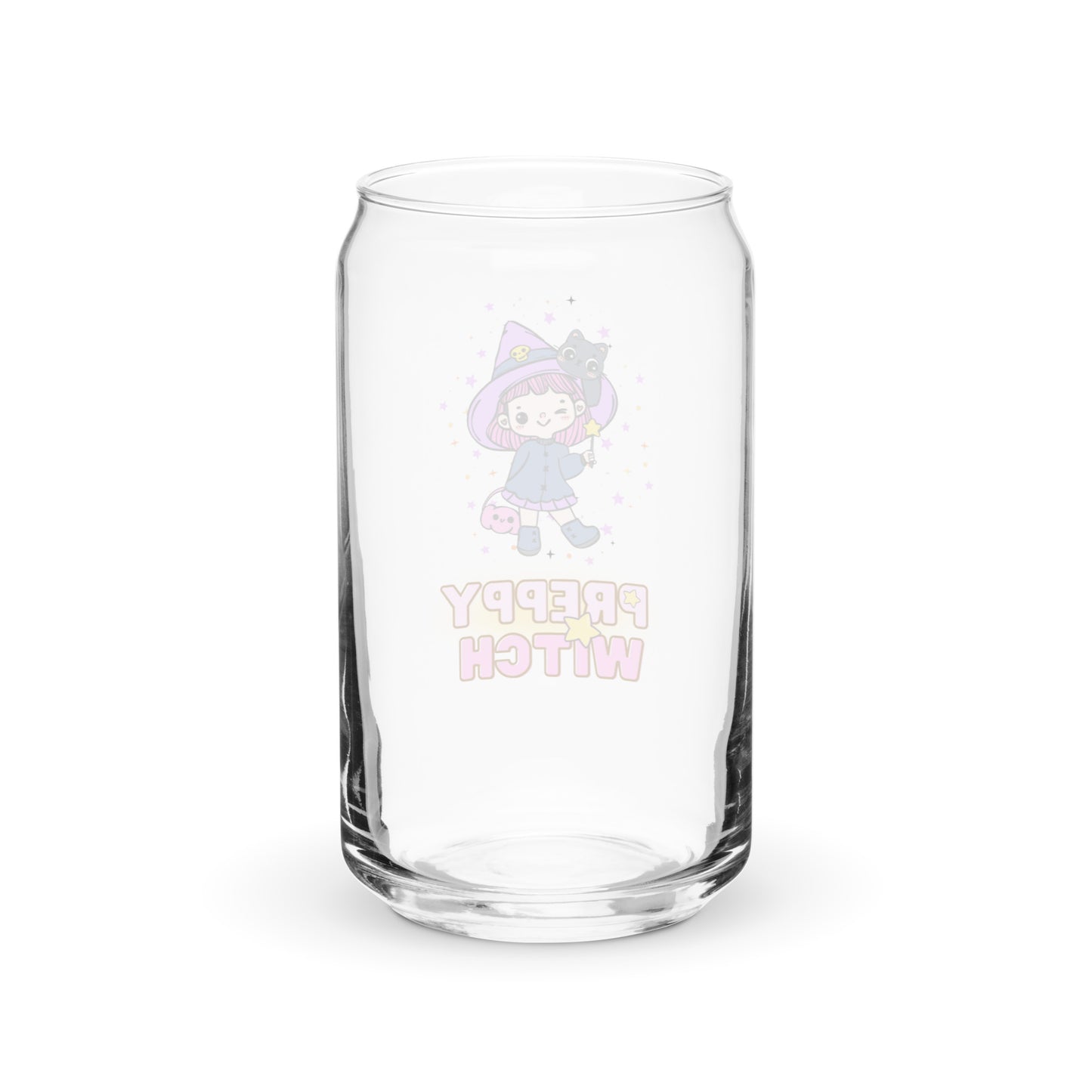 Cute Little Magical Witch Preppy Girl Kawaii Halloween Can-shaped glass