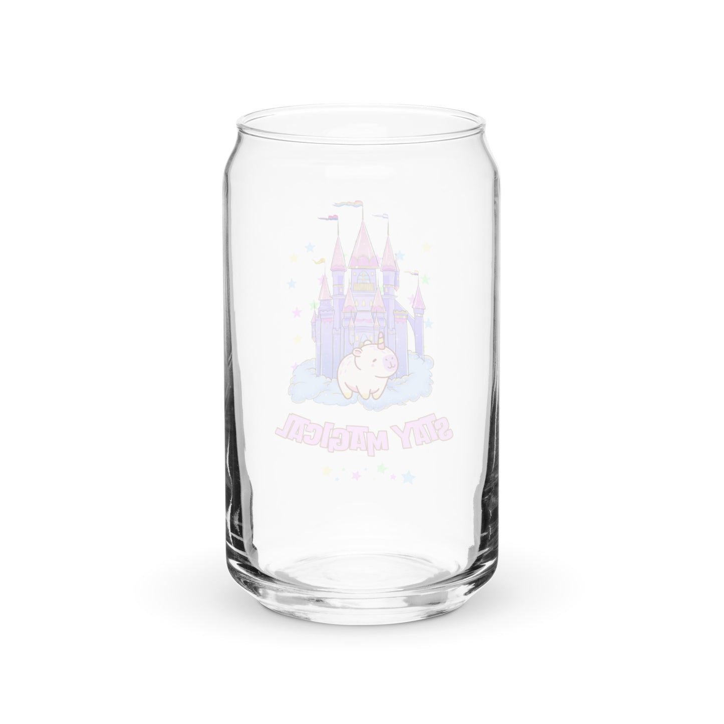 Cute Magical Rainbow Capybara Girly Pastel Can-shaped glass