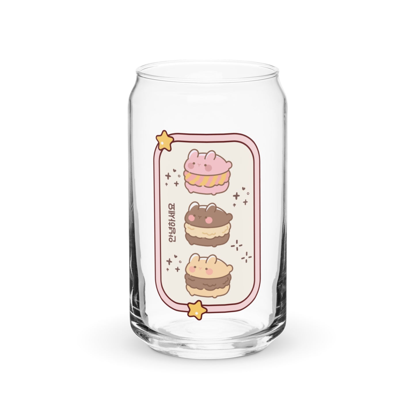 Adorable Pastel Bunny Macaron Cute Cartoon Kawaii Can-shaped glass