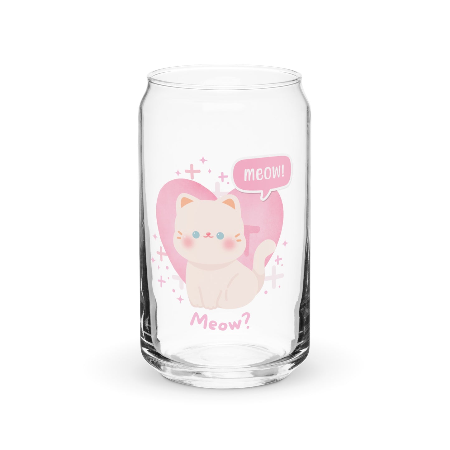 Adorable Little Korean Cartoon Kitty Meow Meow Pun Kawaii Cat Can-shaped glass