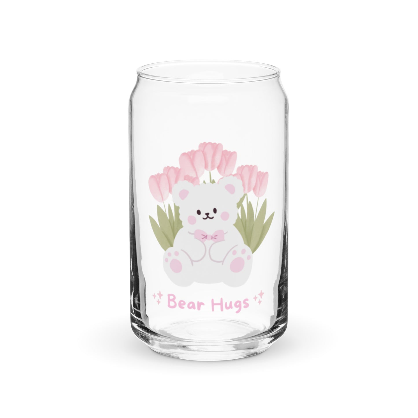 Adorable Cute Korean Bear Hugs Kawaii Cartoon Can-shaped glass