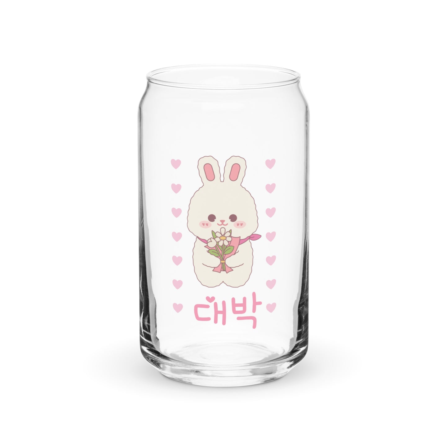 Adorable Cute Coquette Korean Bunny Pink Can-shaped glass