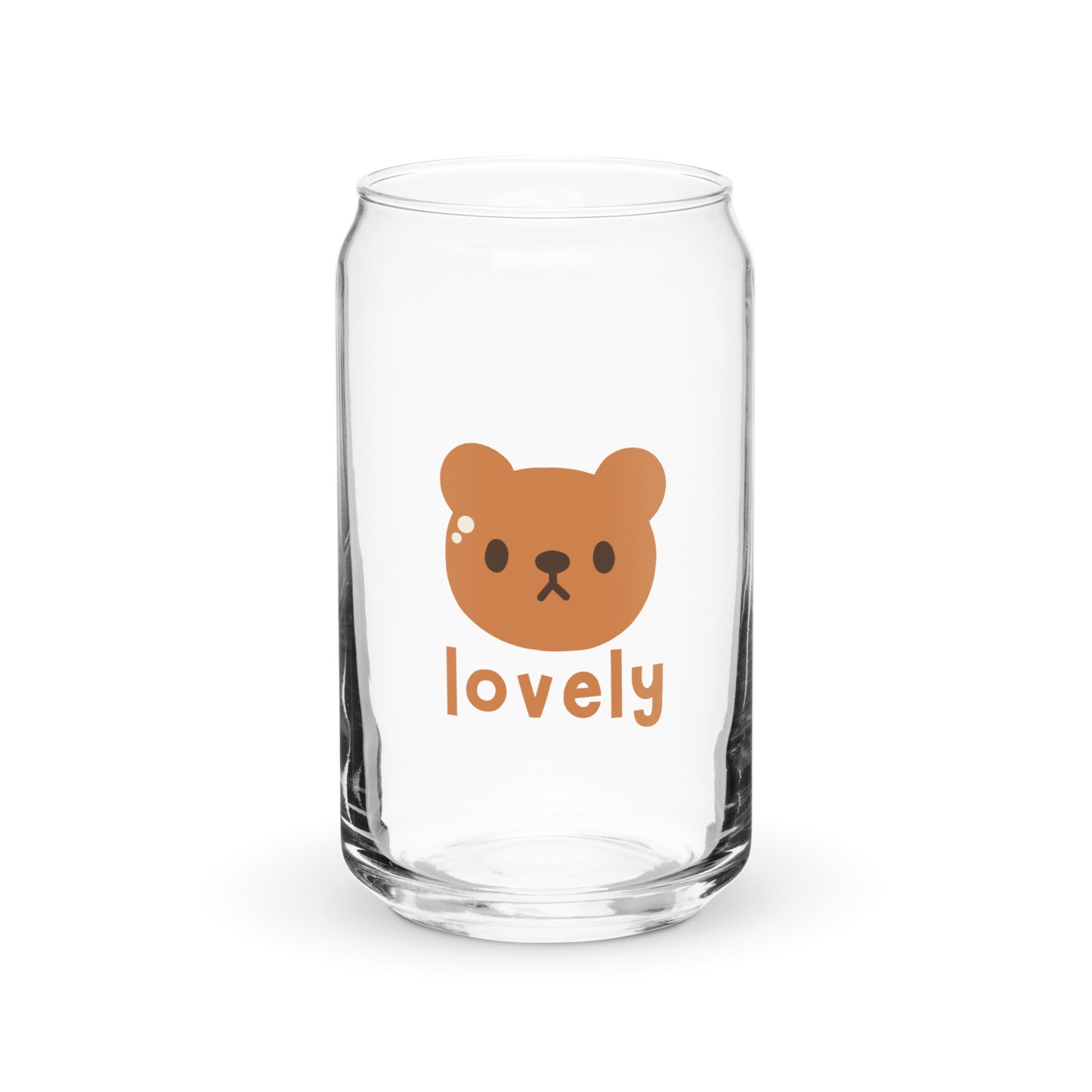 Adorable Lovely Brown Bear Kawaii Cartoon Can-shaped glass