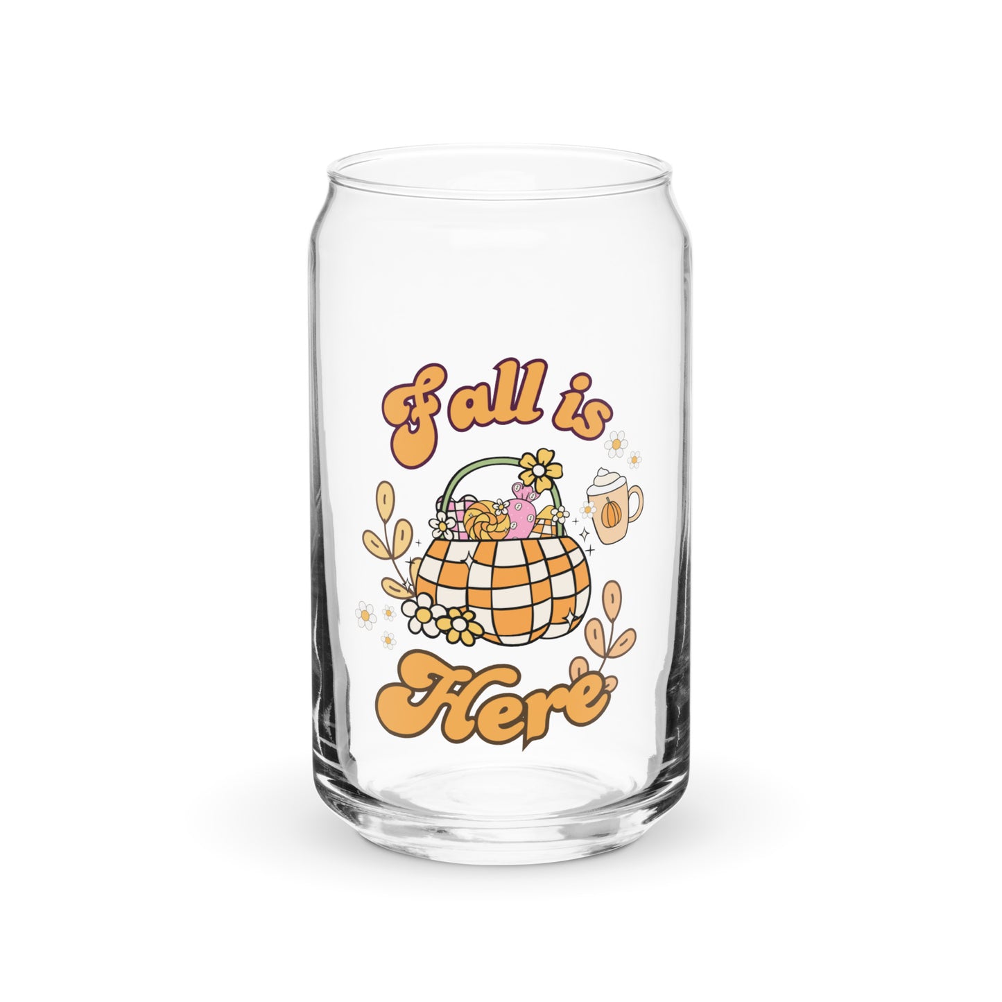 Cute Fall Is Here Pumpkin Sweets Themed Can-shaped glass