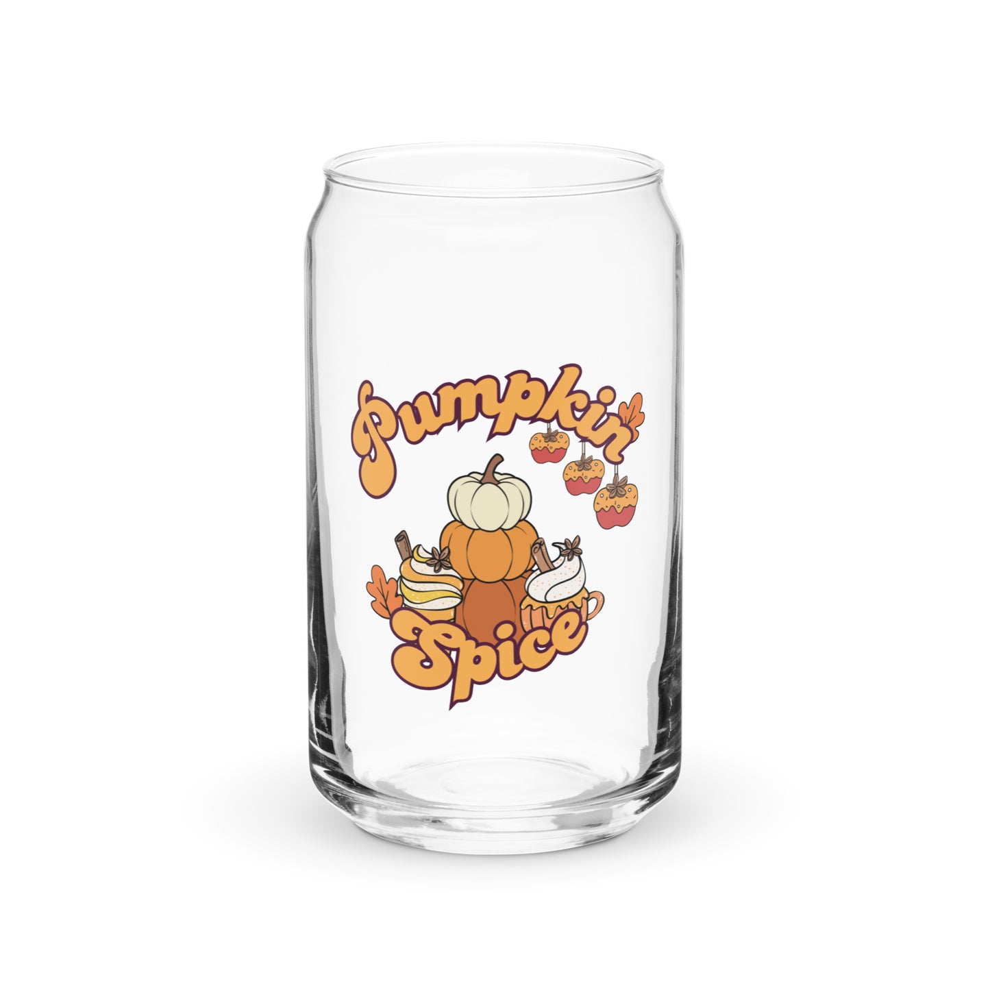 Cute Pumpkin Spice Fall Themed Can-shaped glass