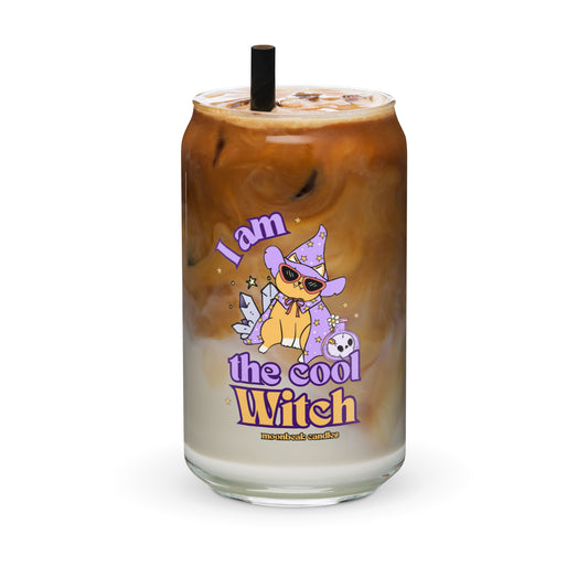 Cute Witch Cat Im The Cool Witch Halloween Can-shaped glass