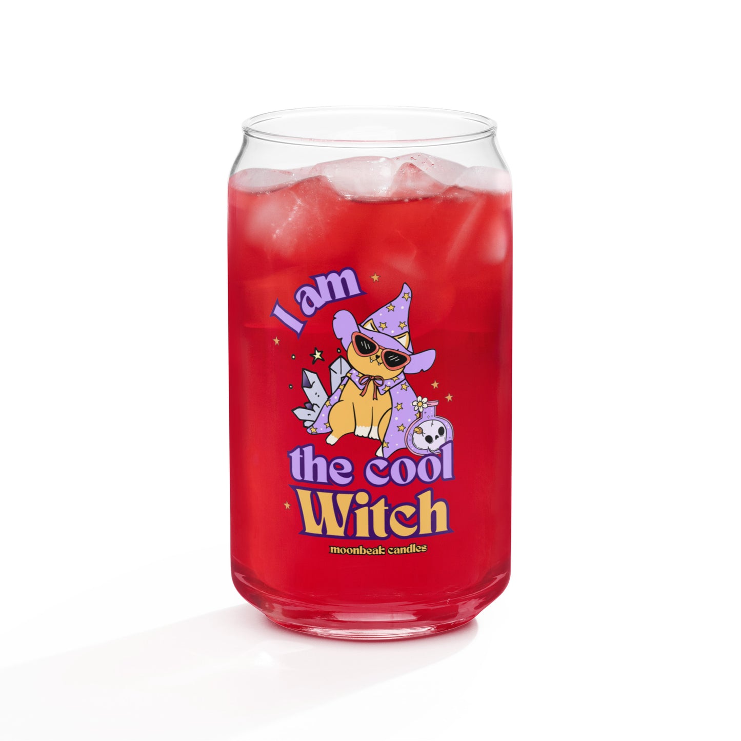 Cute Witch Cat Im The Cool Witch Halloween Can-shaped glass