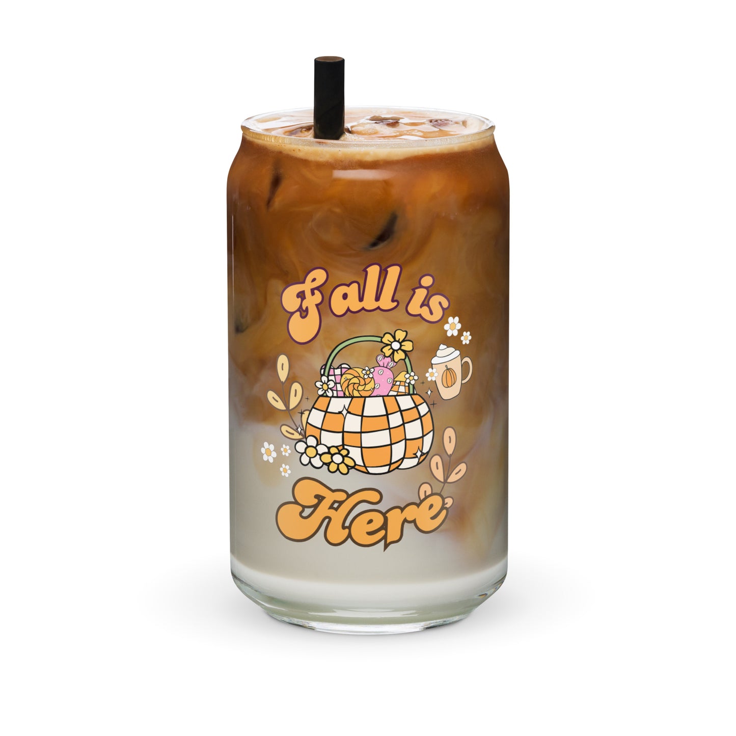 Cute Fall Is Here Pumpkin Sweets Themed Can-shaped glass