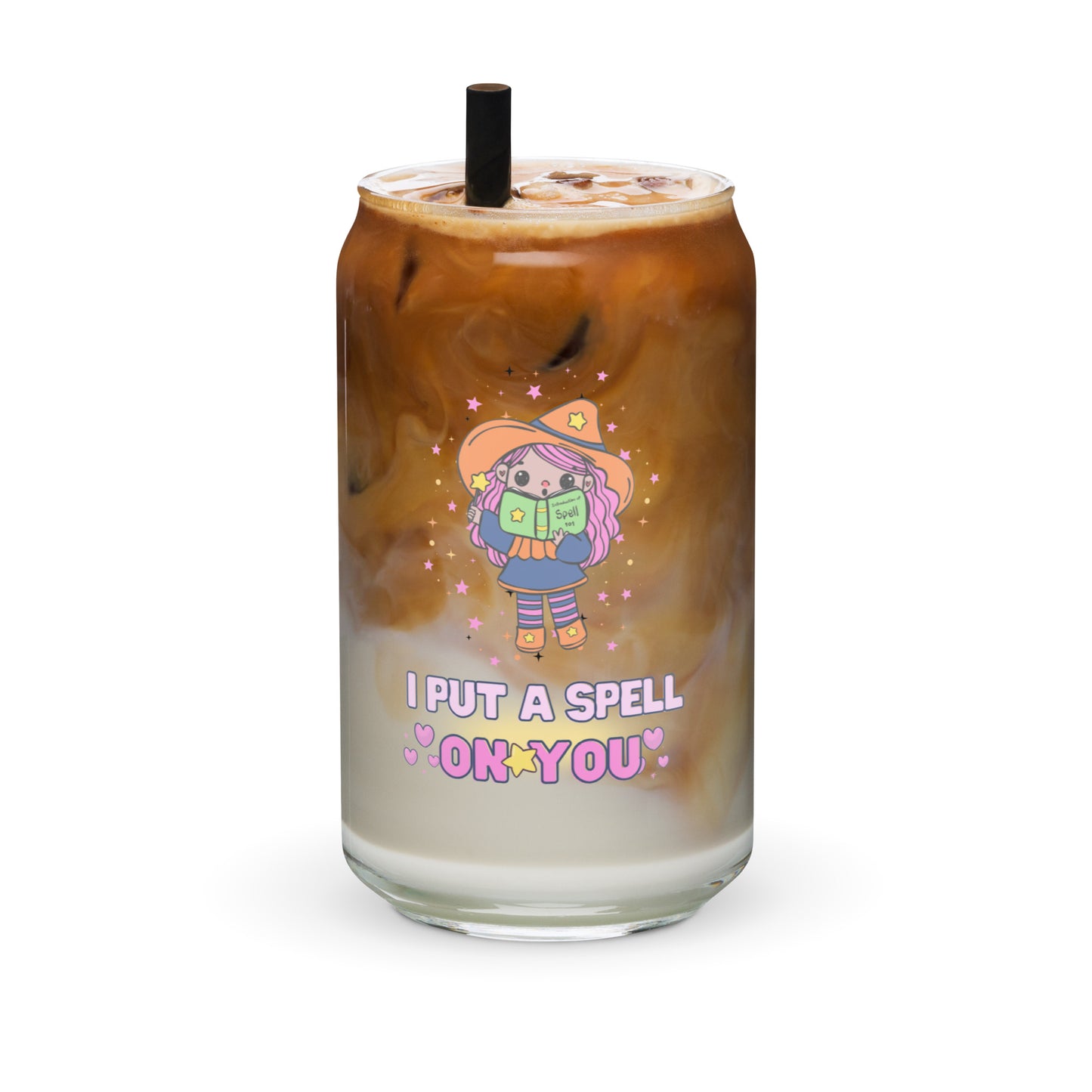 Cute Little Magical Witch Spell On You Kawaii Halloween Can-shaped glass