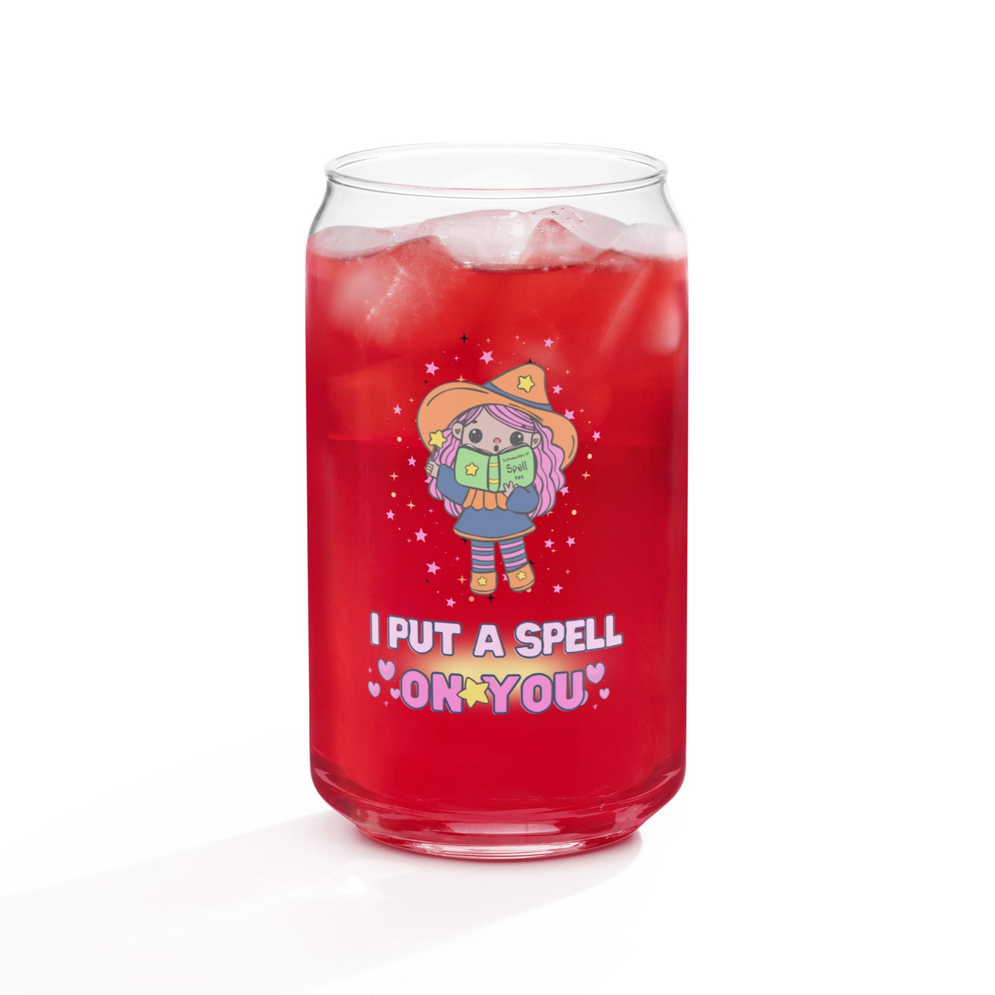 Cute Little Magical Witch Spell On You Kawaii Halloween Can-shaped glass