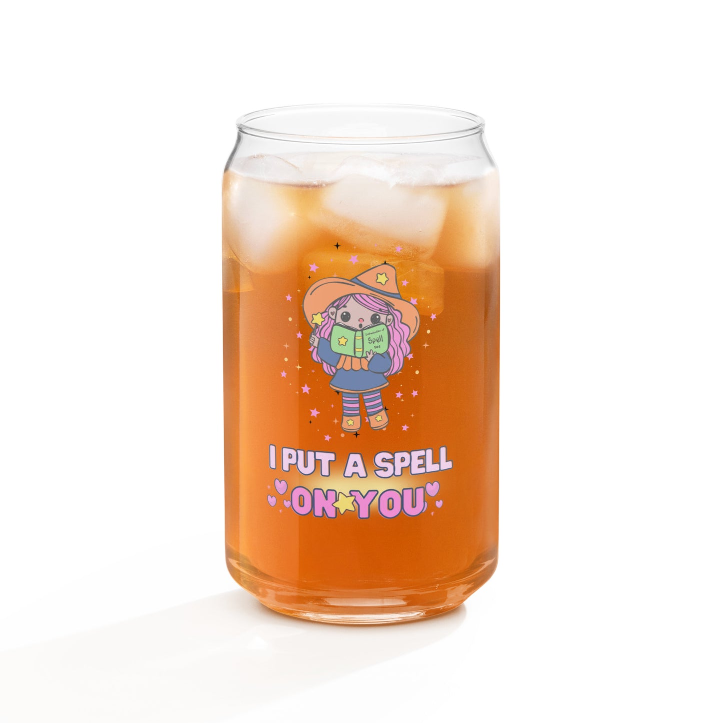 Cute Little Magical Witch Spell On You Kawaii Halloween Can-shaped glass